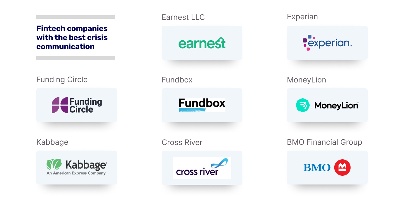 Fintech companies with the best crisis communication